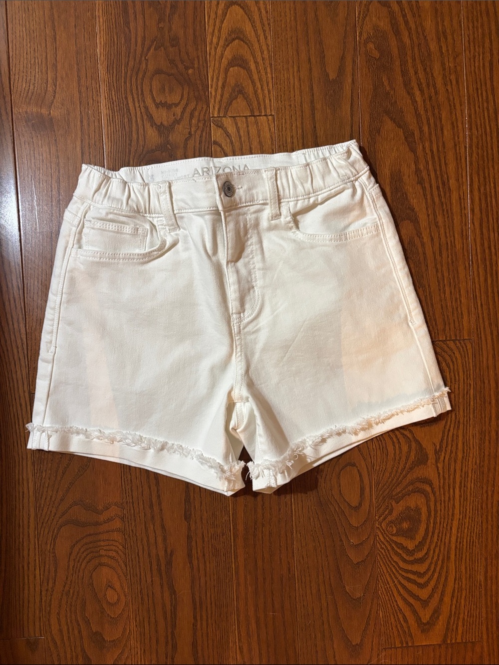 Arizona Jean Company White Frayed Hem Denim Shorts